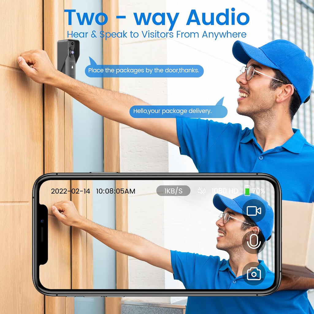 Video Doorbell Camera with Two-Way Audio, 1080P HD, PIR Motion Detection, Solar Energy A984
