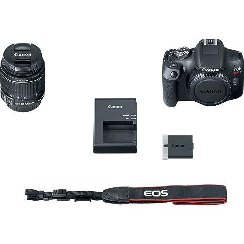 Canon EOS Rebel T7 DSLR Camera with 18-55mm Lens Bundled with 64GB Memory Card + Camera Bag + 58mm UV Filter + Microfiber Cleaning Cloth (5 Items) E224992