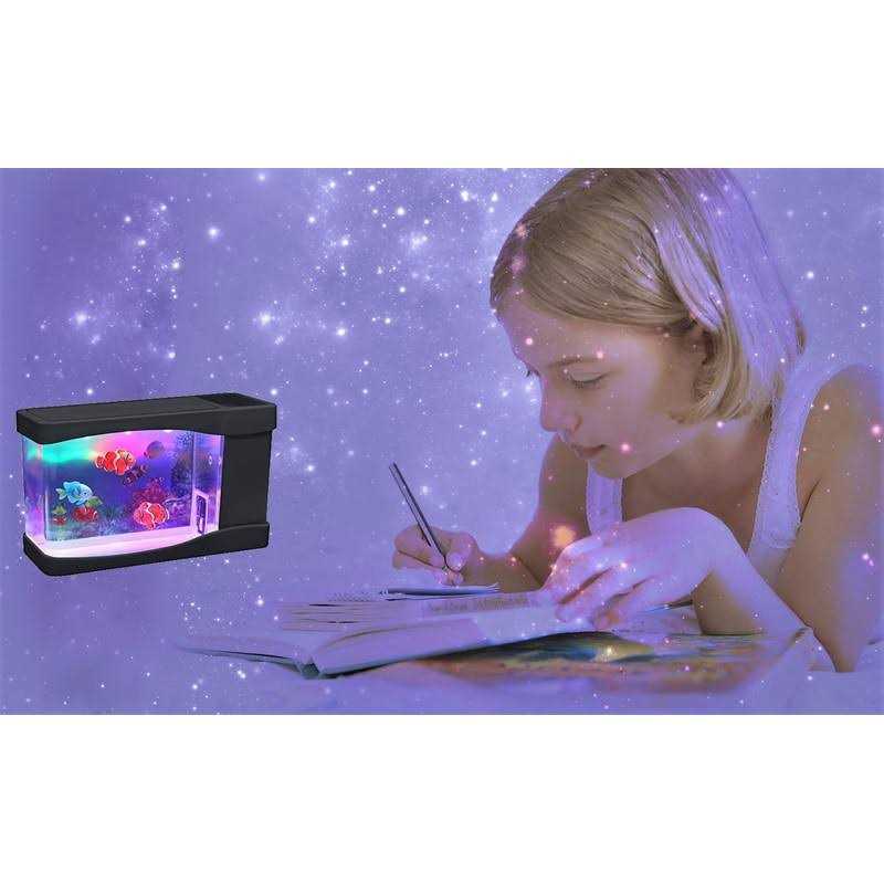 Artificial Fish Mini LED Aquarium Multi Colored LED Swimming Fish Tank with Bubbles O3856