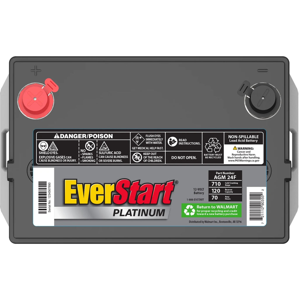 Platinum AGM Automotive Battery, Group Size 24F 12 Volt, 750 CCA C326