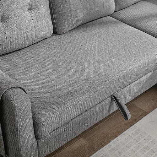 Modular Sectional Sofa with Storage Chaise, Pull Out Sleeper Sofa Bed, L Shaped Convertible Sleeper Couch K3499
