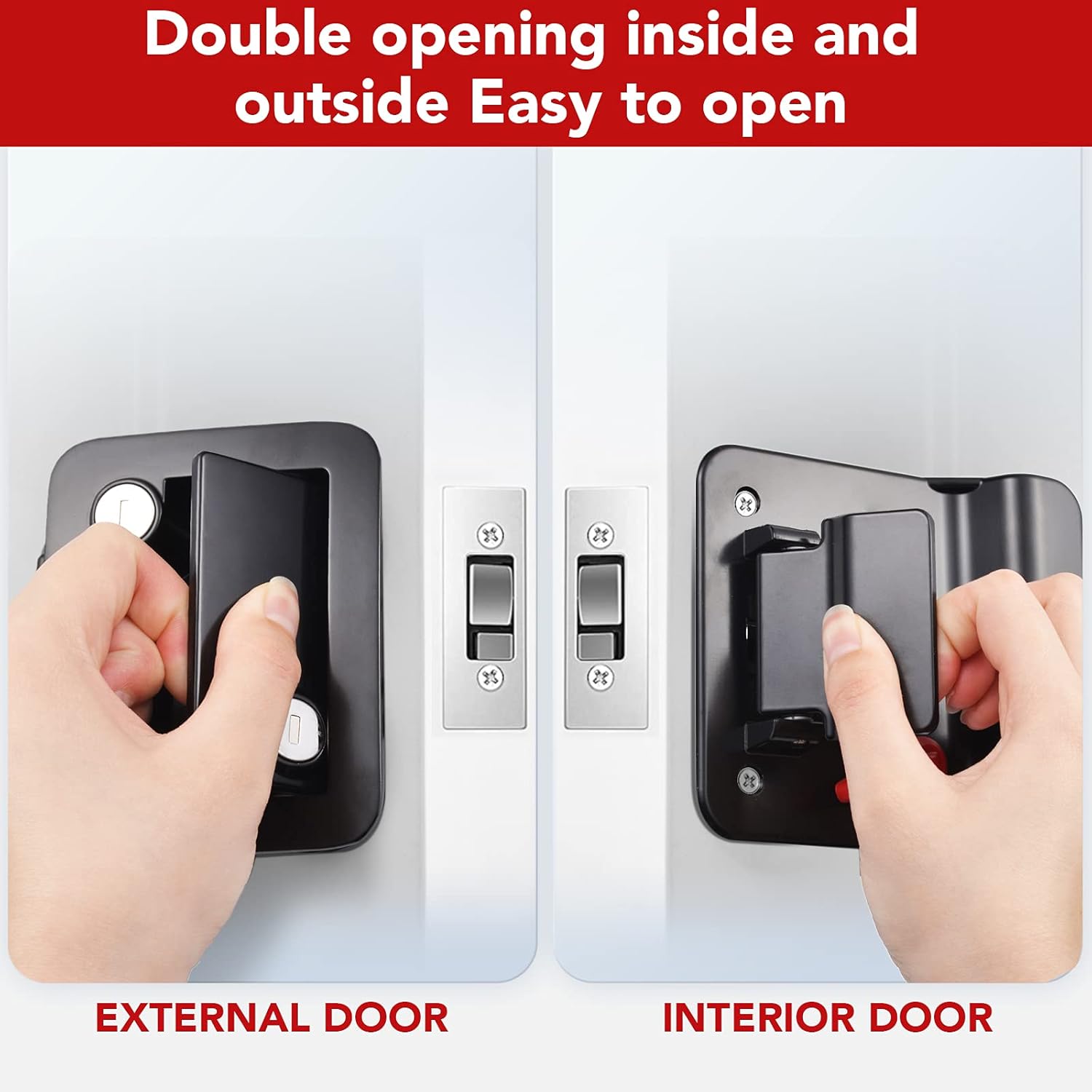 Black Zinc Alloy RV Entry Door Lock with Paddle Deadbolt 4 Keys S28080