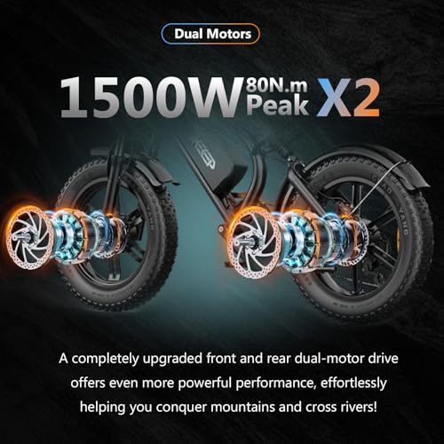 750W 48V 15Ah Removable Battery 20"x4.0" Fat Tire Full Suspension 7-Speed Electric Bike I563776