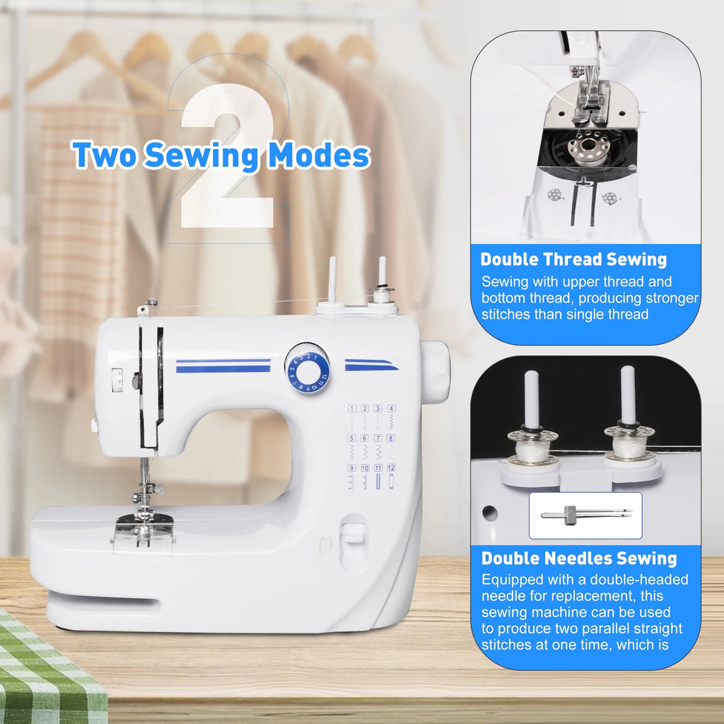 Portable Mini Sewing Machine, Blue, 12 Built-in Stitches P5073