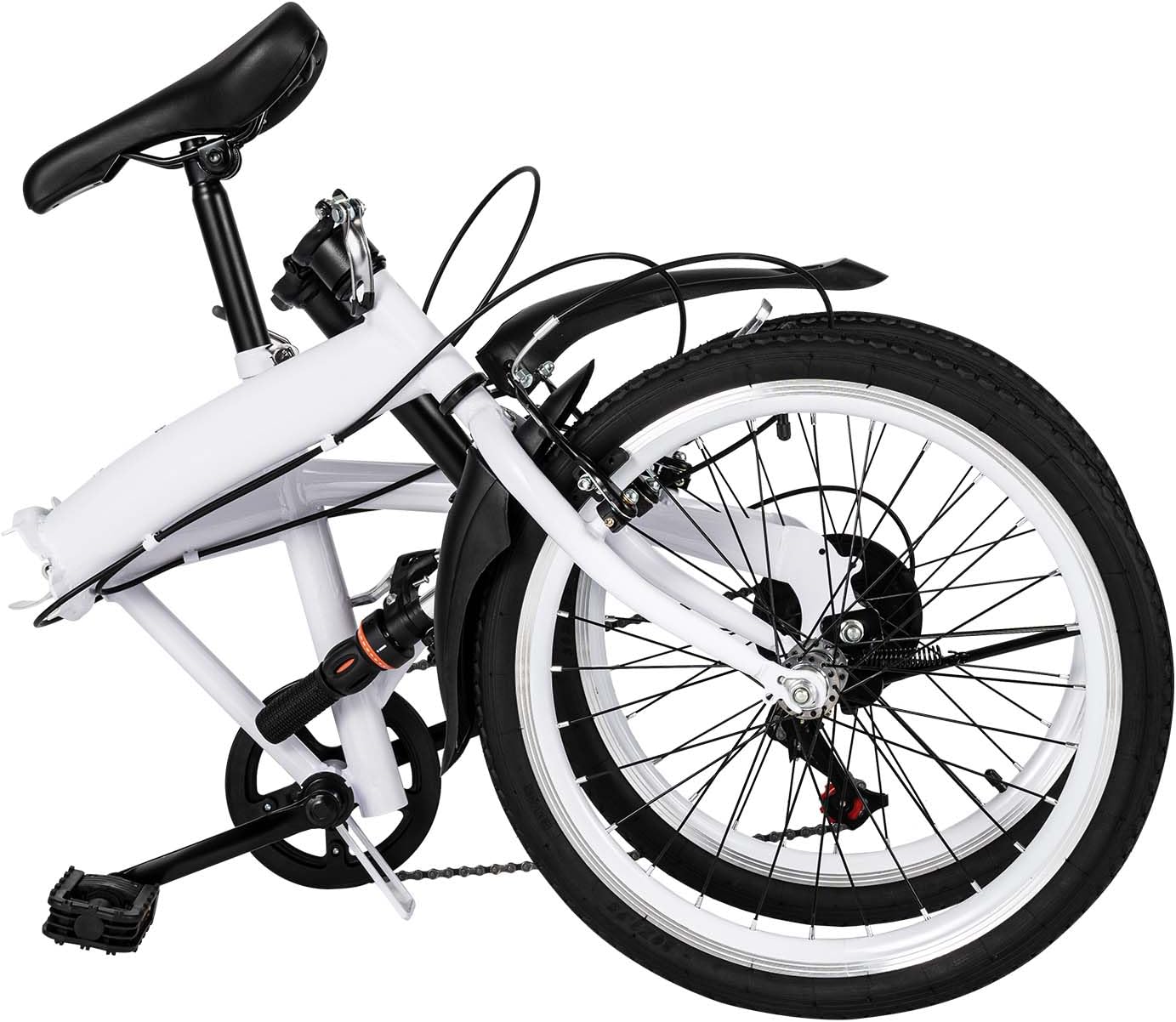 20" Folding Kids Bike 6 Speed High-Carbon Steel MTB Bicycle with Fenders, Height Adjustable Max Weight 90KG Dual Disc Brake Non-Slip E424524