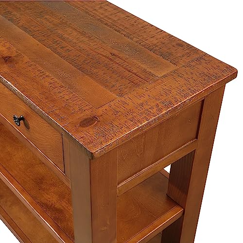 Brown Wood Entryway Console Table with Drawers and Storage Shelves O84663