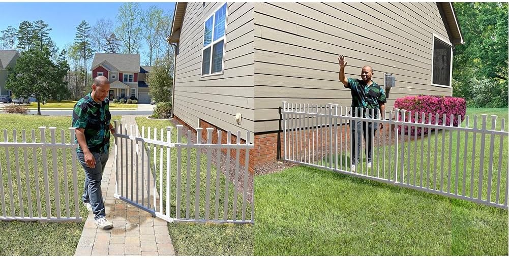 Vinyl Picket Fence 44" W x 41" H 2 Pack and White Vinyl Gate Kit 59.7" W x 41.1" H E6254