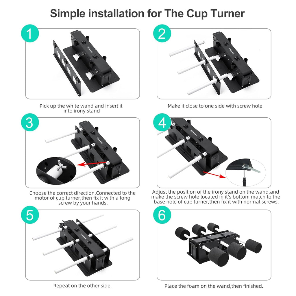 6 Cup Turner Tumbler Steel Frame Cup Spinner Machine X30484