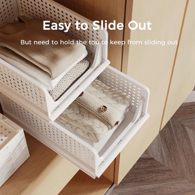 5 Pack Stackable Plastic Storage Basket Foldable Storage Bins P219