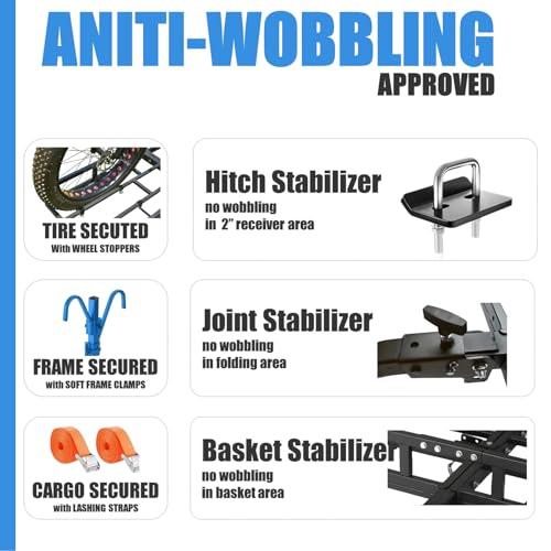 Red Heavy-Duty Hitch-Mount Bike Rack for 2 Electric Fat-Tire Bicycles C349