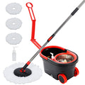 Stainless Steel 61" Spin Mop and Bucket with 3 Microfiber Mop Refills D960