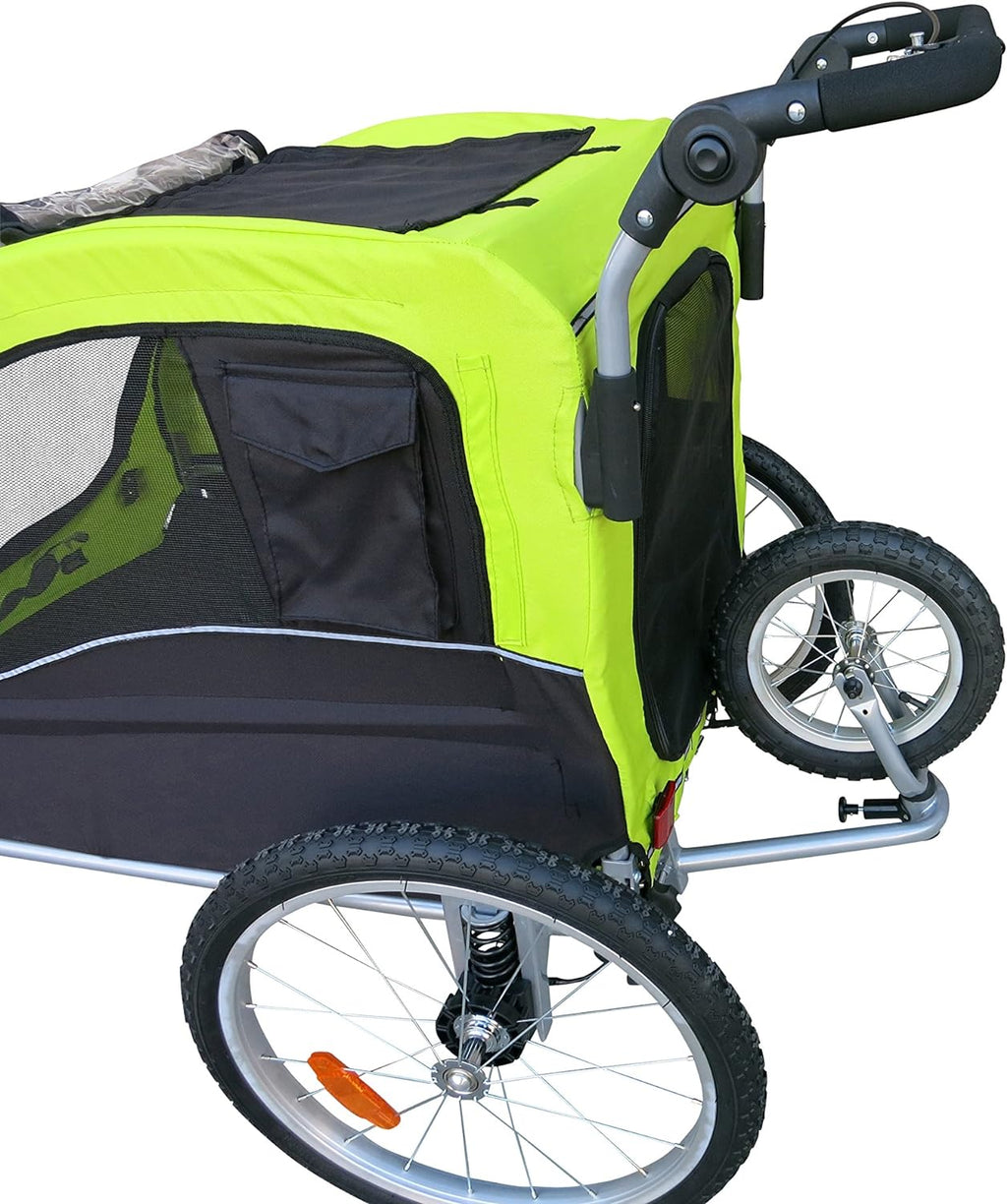 Large Pet Bike Trailer Dog Stroller with Shocks Green Yellow Y259023