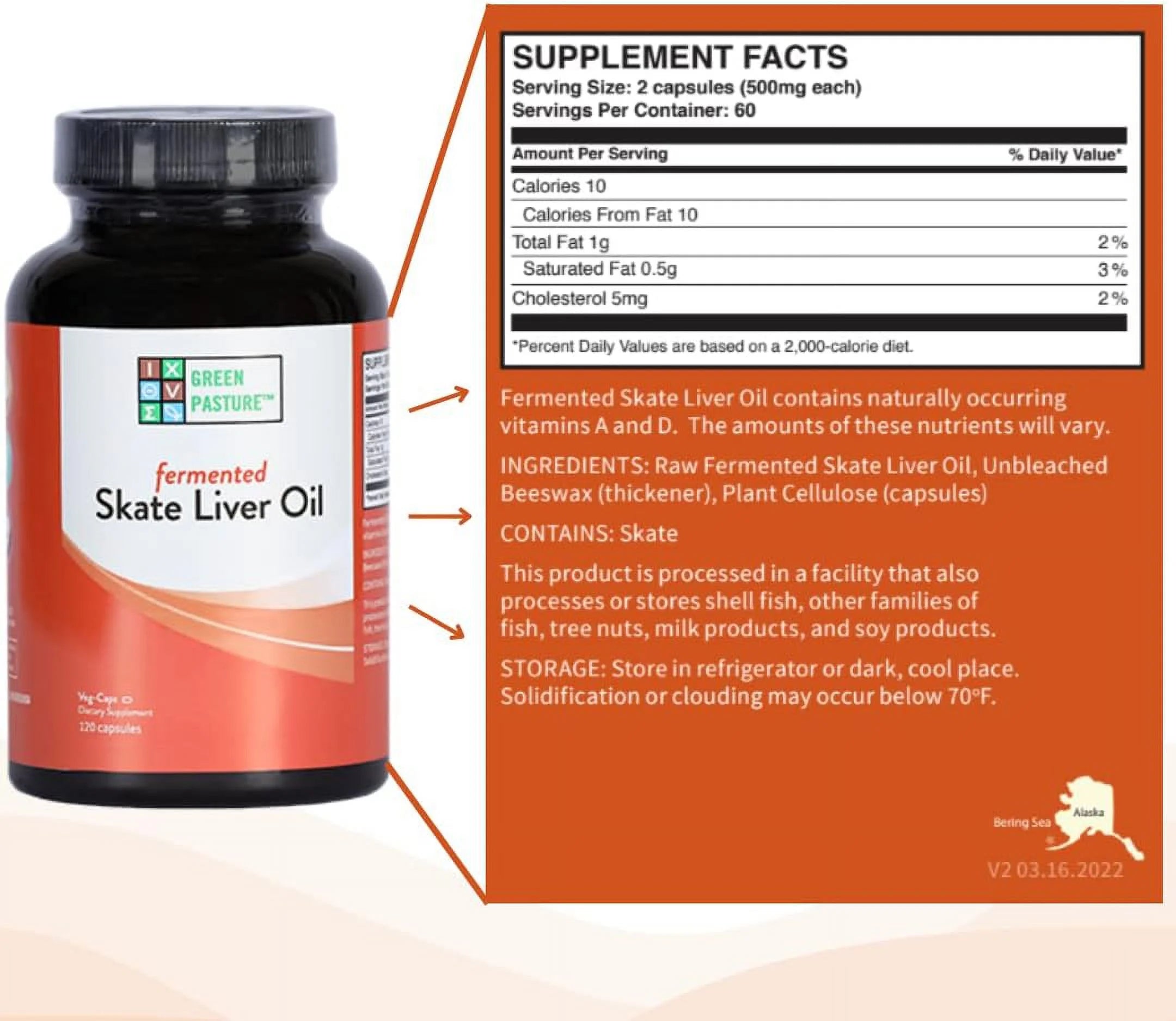 Fermented Skate Liver Oil 120 Caps D1235