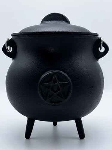 7.5" Diameter Cast Iron Cauldron with Lid and Handle A7284