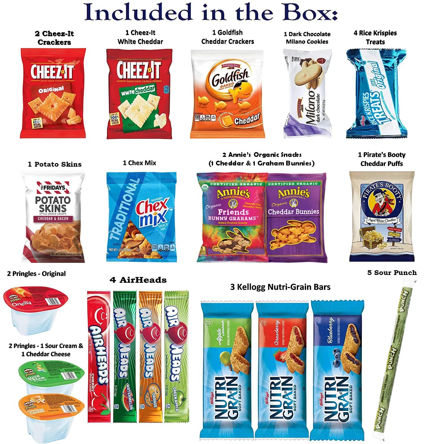 60 count Assorted Snack Box with Chips, Cookies, Candy, Crackers L134