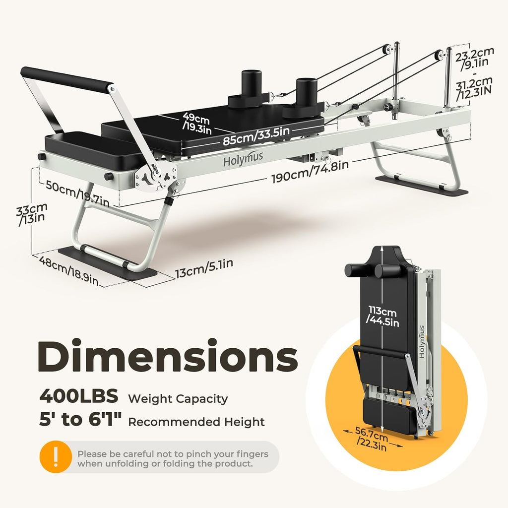 75" Foldable Pilates Reformer Machine A345622