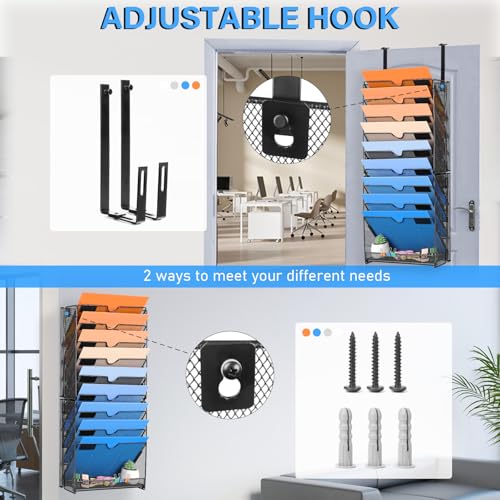 Black 10 Pockets Mesh Wall File Organizer K49463