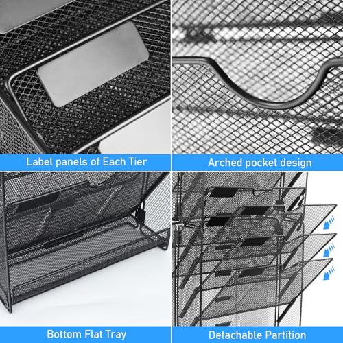 Black 10 Pockets Mesh Wall File Organizer K49463