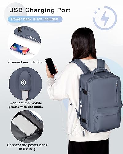 Travel Backpack 14 Inch Laptop Backpack with Shoe Compartment PeacockBlue J416995