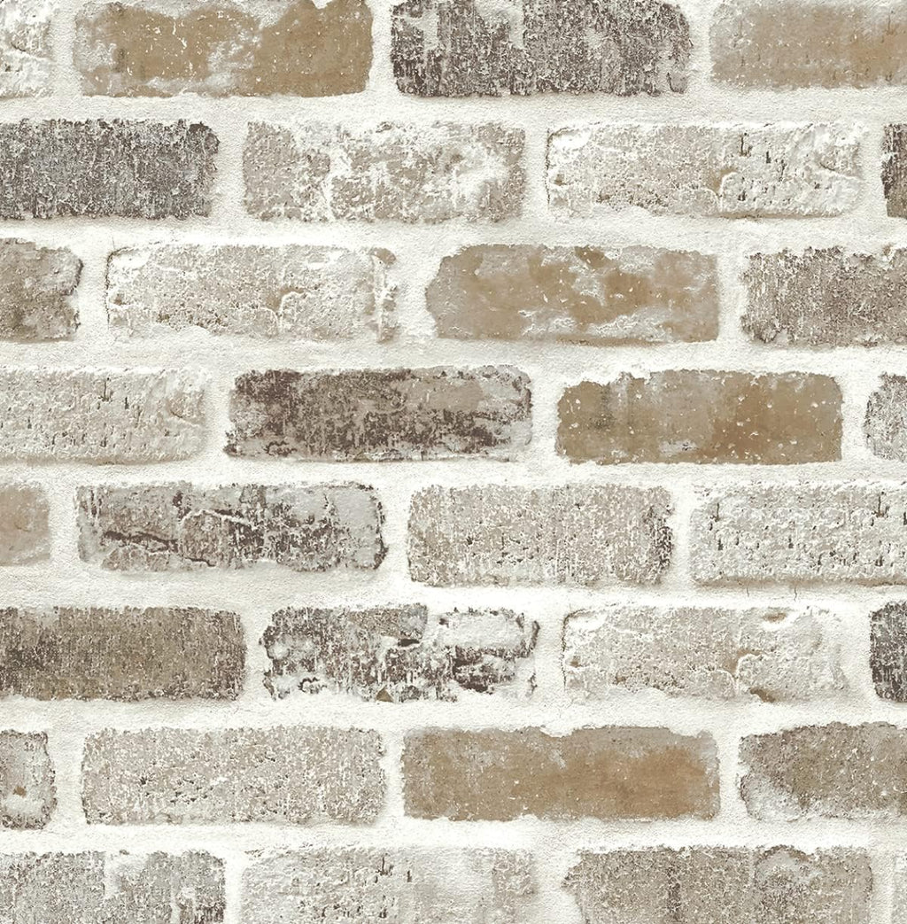 Washed Faux Brick Peel and Stick Wallpaper O717