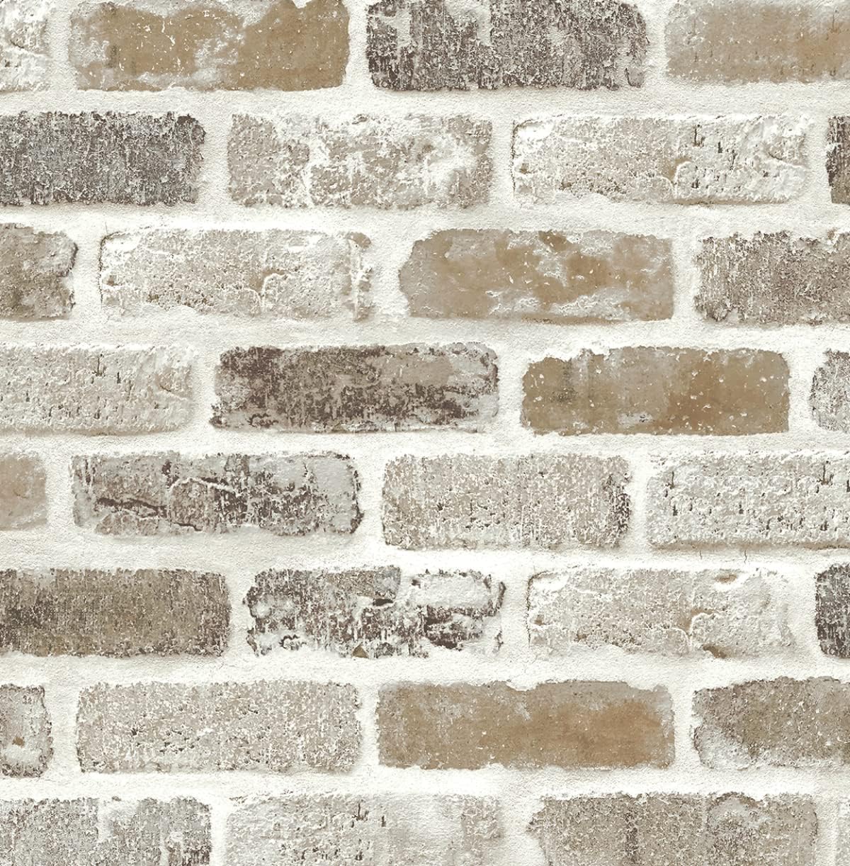 Washed Faux Brick Peel and Stick Wallpaper O717