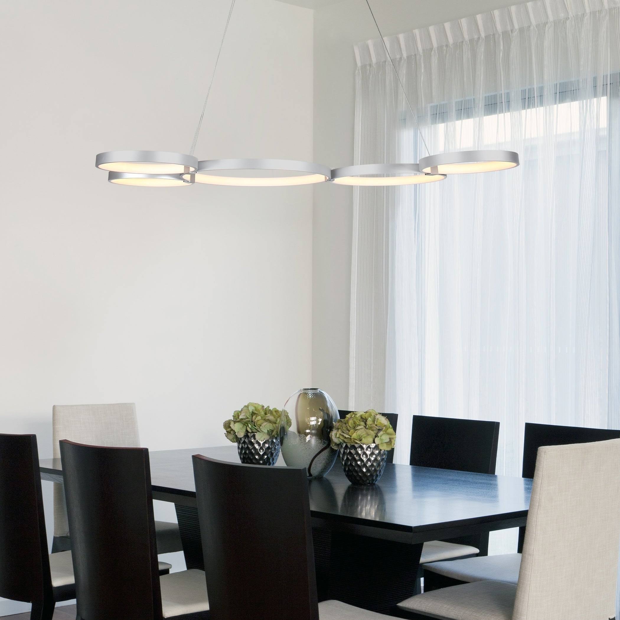 Silver 55x22 LED Adjustable Multi-Ring Chandelier I479