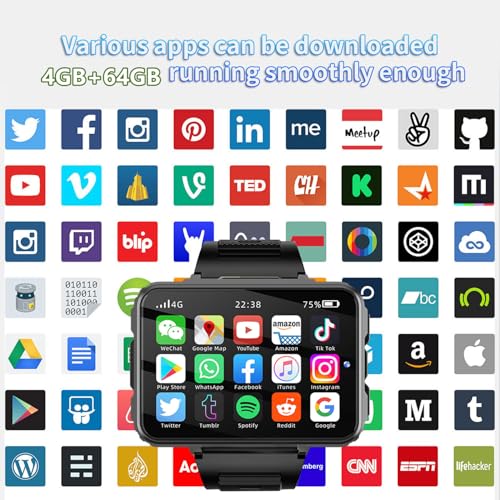 4G Smart Watch Phone, Android 10.7 MTK6762 Quad Core 4GB+64GB Smartwatch 2.4" Large Screen 1500mAh Dual Camera WiFi Bluetooth GPS Fitness Activity Tracker F911830