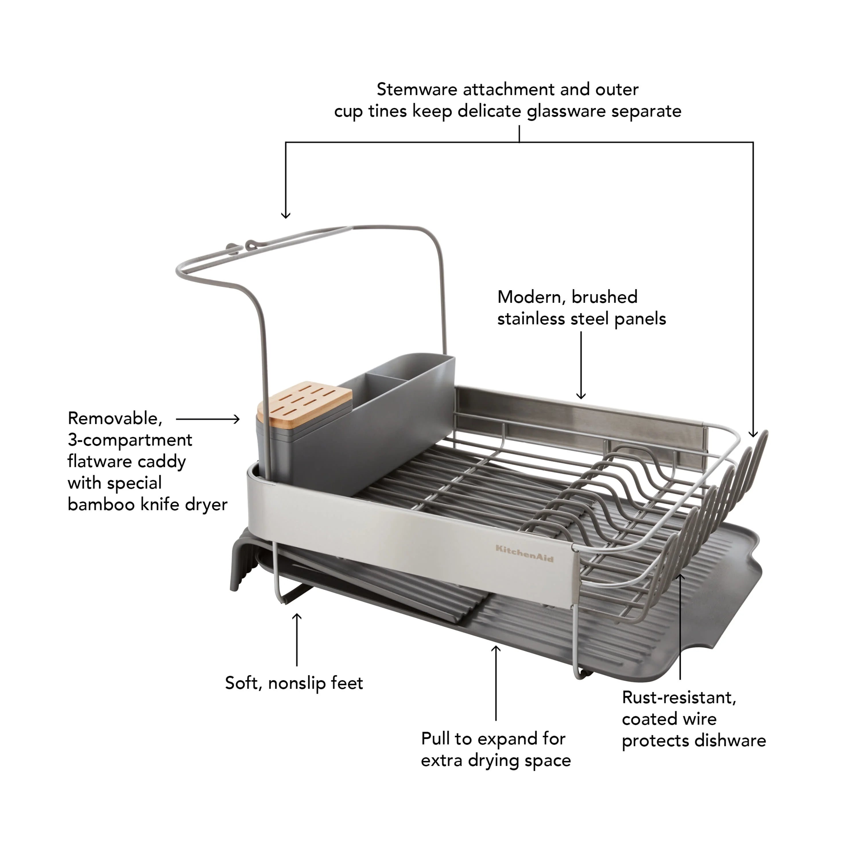 Charcoal Expandable Dish-Drying Rack W9253