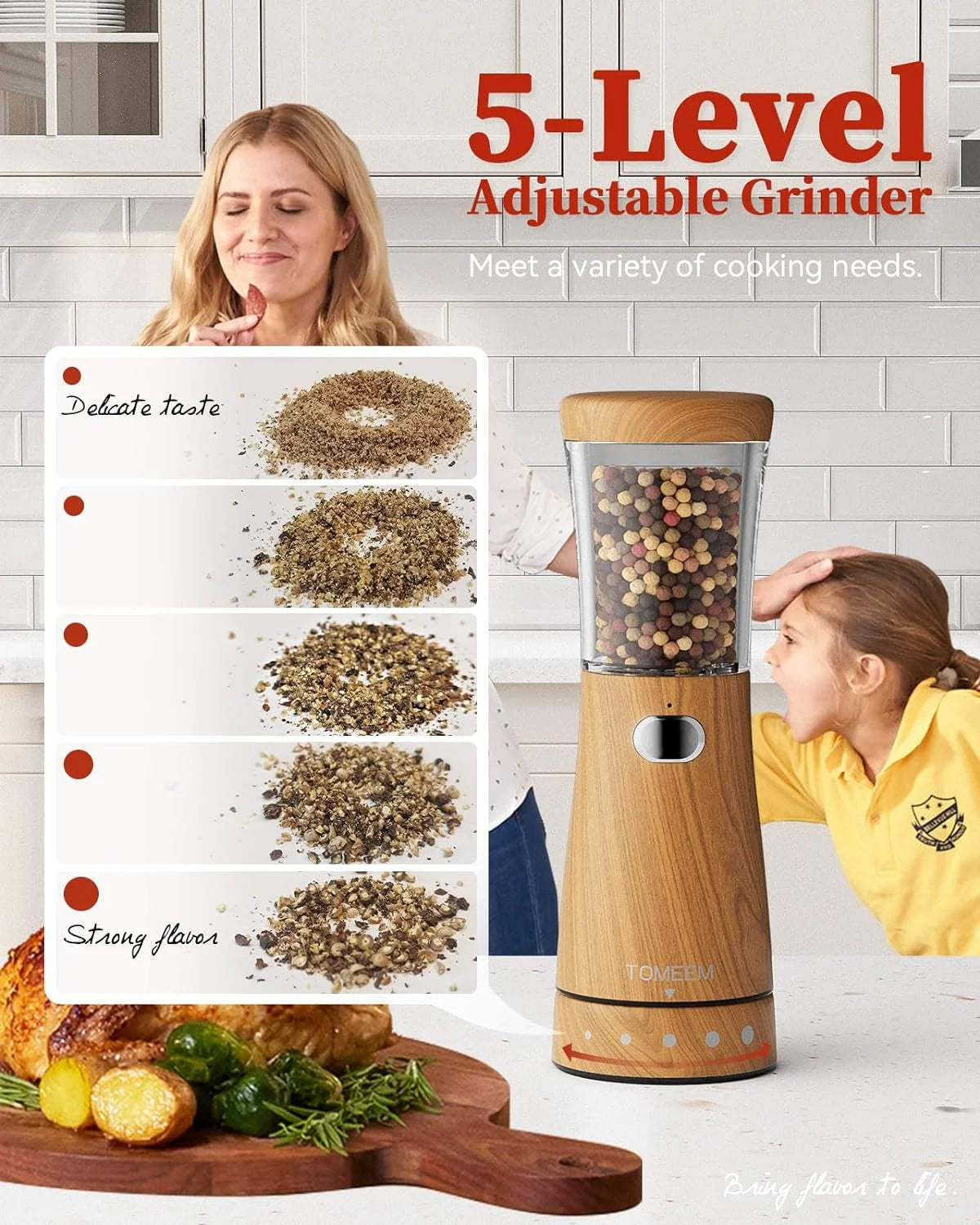 Electric Salt and Pepper Grinder Set 2 Pack USB Rechargeable with LED Light I579789