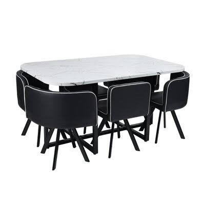 Black Marble Dining Set E825