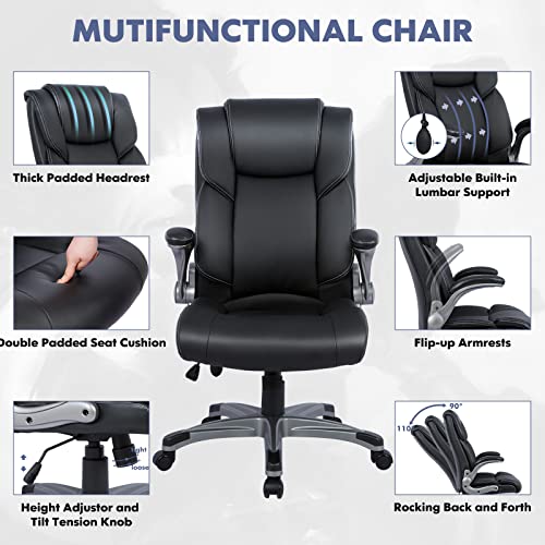 Executive Ergonomic Chair with Bonded Leather, High Back Adjustable Height Q786174