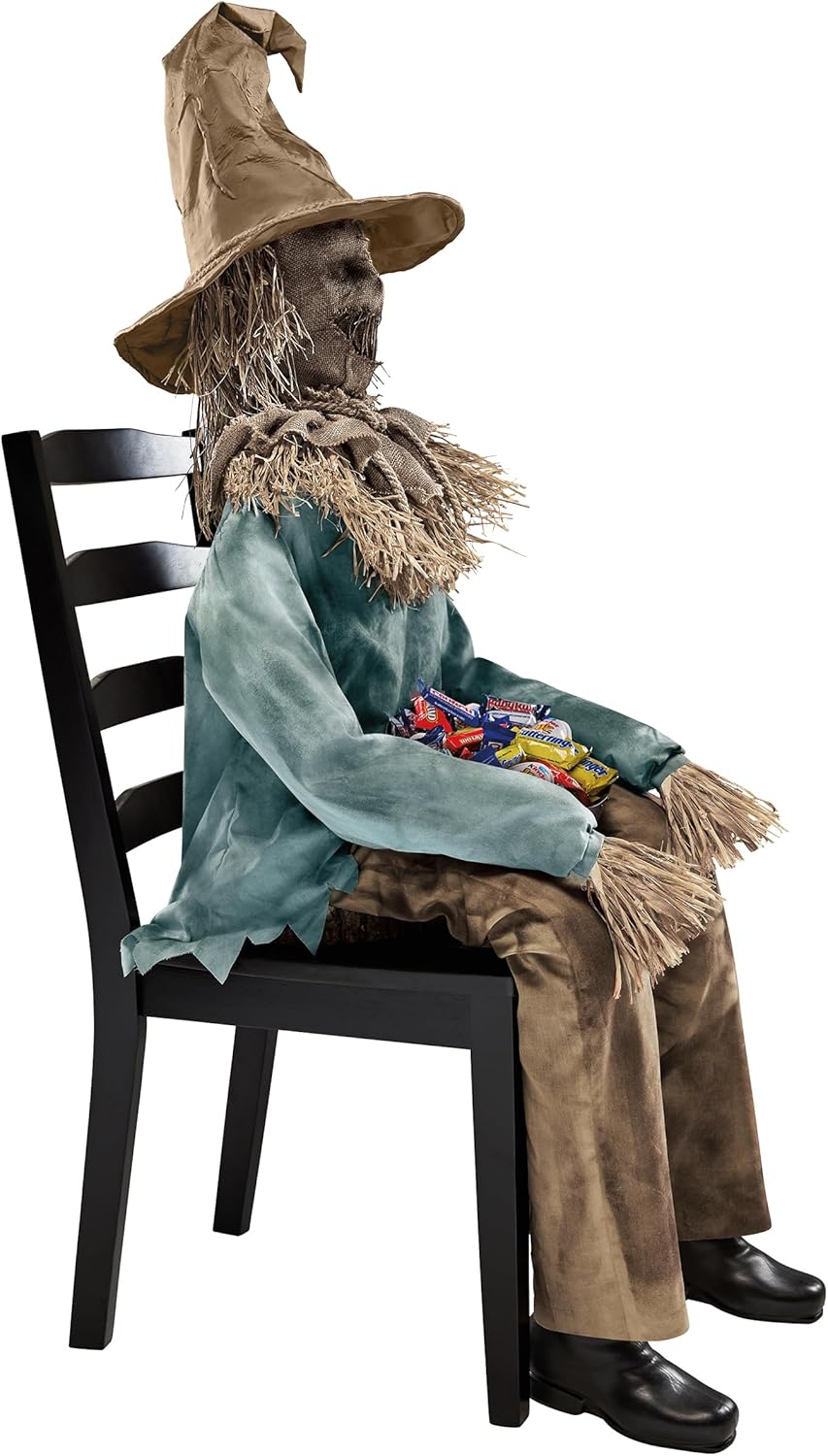 4.5 Ft Scary Sitting Scarecrow Animatronic E648116