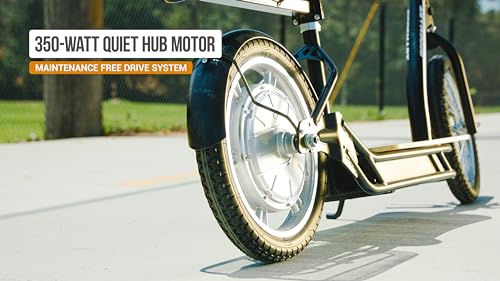 Electric Scooter with Padded Seat, Bamboo Deck, 16" Air-Filled Tires, 500w Motor, Rear-Wheel Drive L35993
