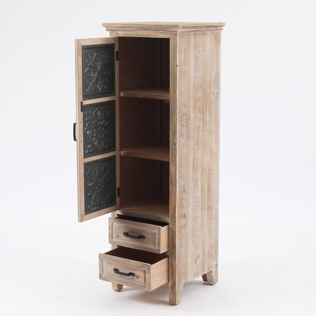 Metal and Wood Tall Tower Cabinet M80872