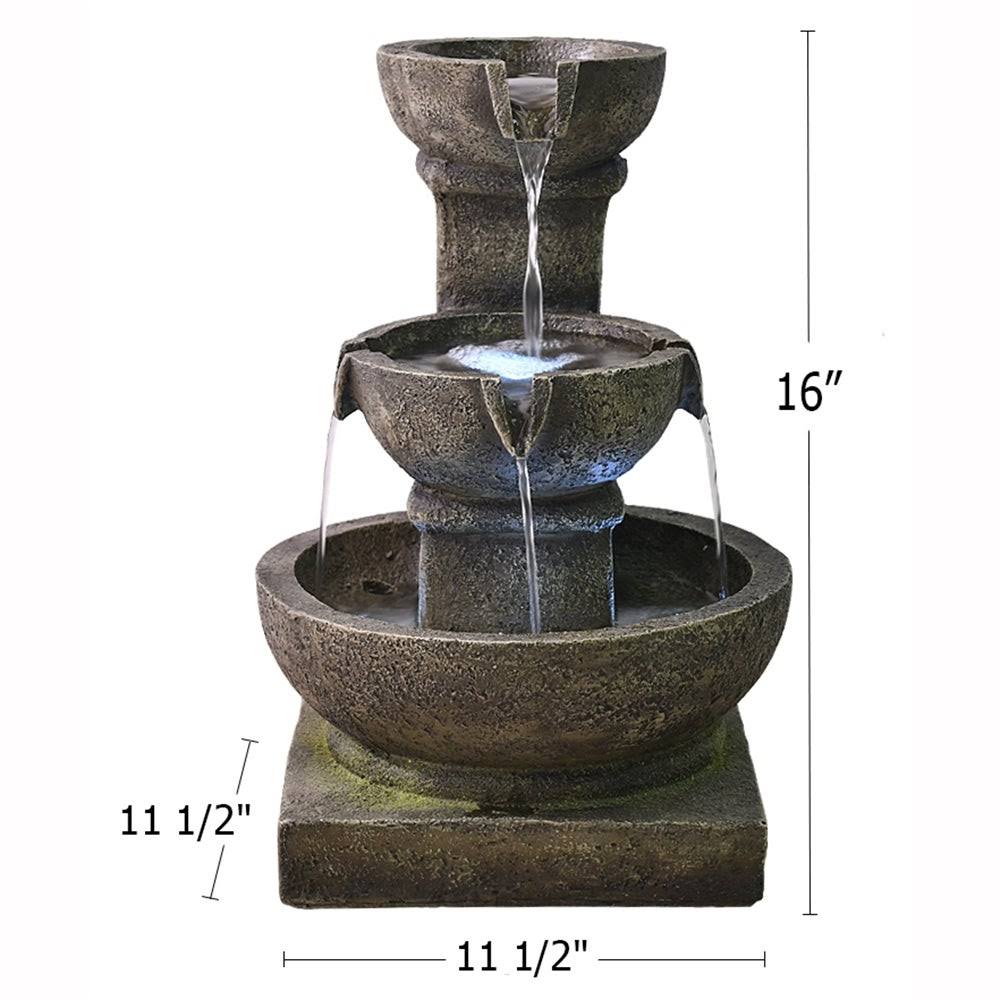 Grey Polyresin Water Fountain with LED Light K100