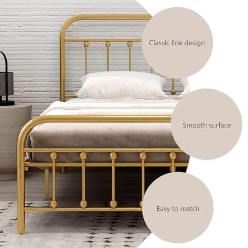 Black Full Size Metal Platform Bed Frame with Headboard Under Bed Storage Q8329