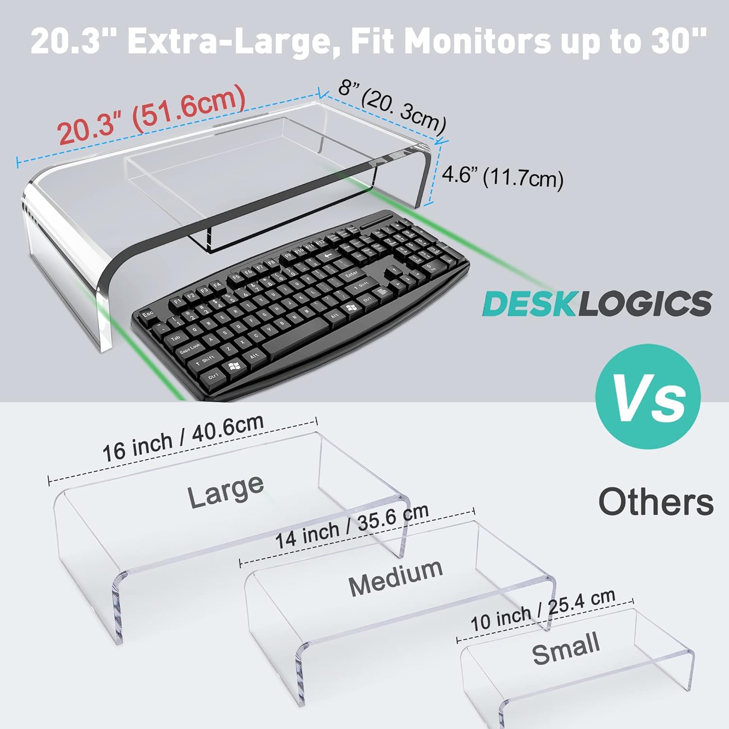 Clear Acrylic Monitor Stand with Storage U66630