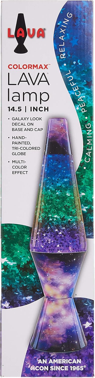 14.5-inch Silver Glitter Clear Liquid Tri-Colored Globe Decal Base Lava Lamp K286081