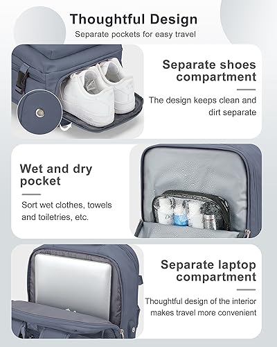 Travel Backpack 14 Inch Laptop Backpack with Shoe Compartment PeacockBlue J416995