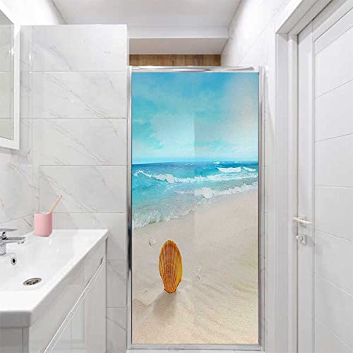 Stained Glass Beach Blue Self-Adhesive Vinyl Window Film, 23.6 in by 78.7 in M162420