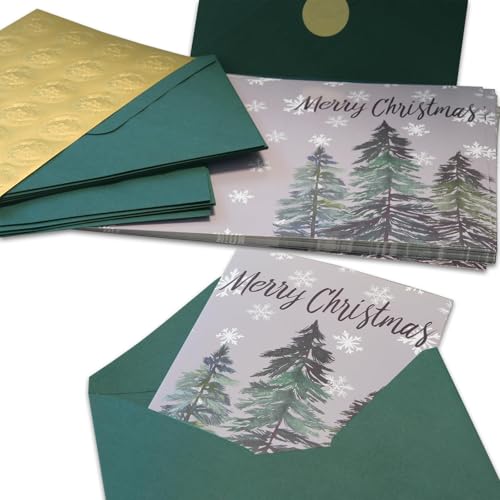 24 Watercolor Christmas Greeting Cards with Envelopes & Stickers G170