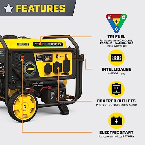 5000-Watt Electric Start Tri Fuel Portable Generator with CO Shield U813335