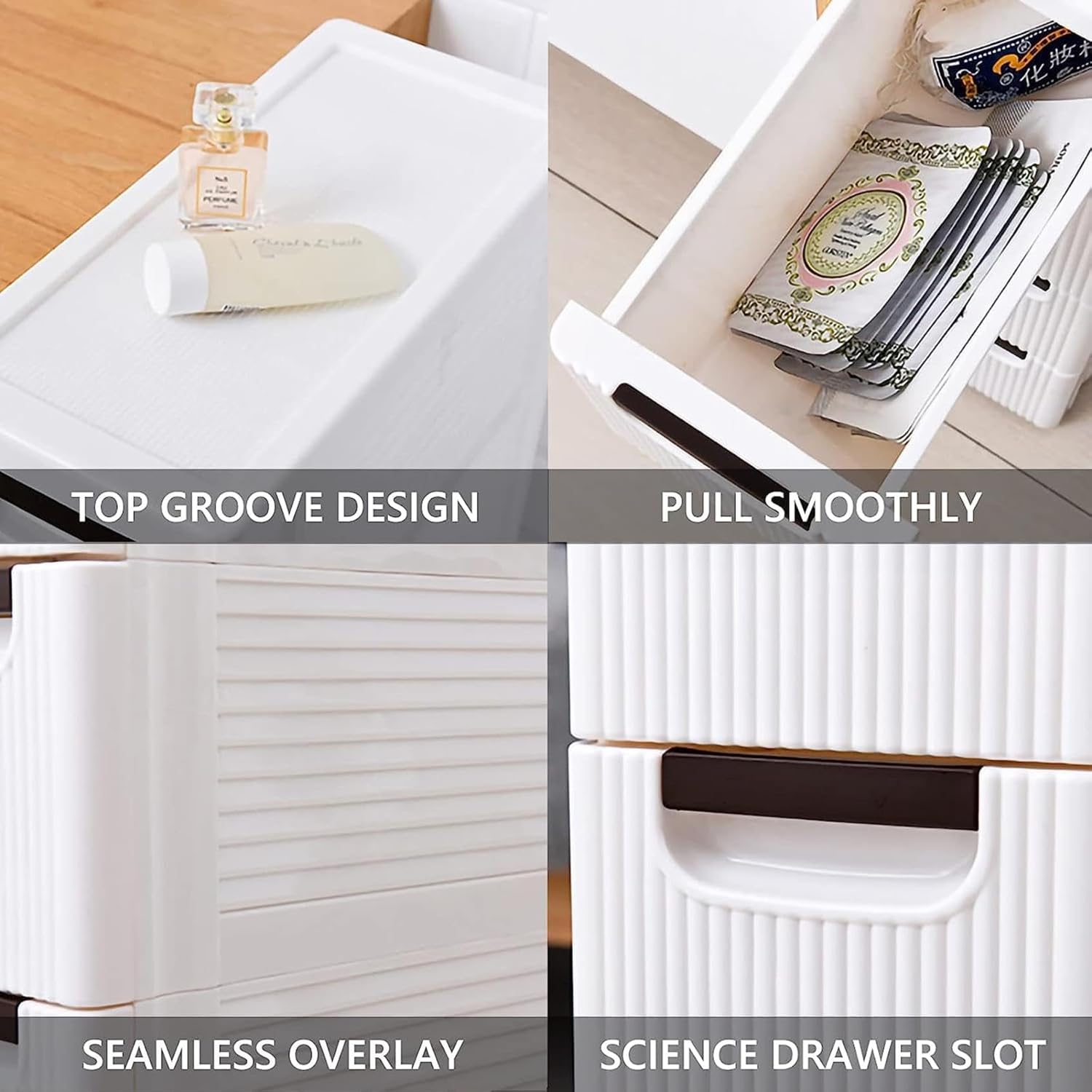 Narrow Storage Drawer Cart with Slide Out Drawer, Plastic Storage Tower with Wheels O5926