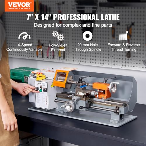 7'' x 13.78'' Metal Lathe with Tool Box T4464