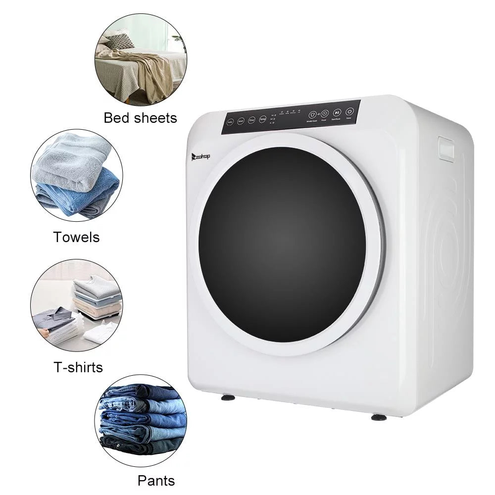 Compact Electric Clothes Dryer 13lbs Capacity Stainless Steel White N338