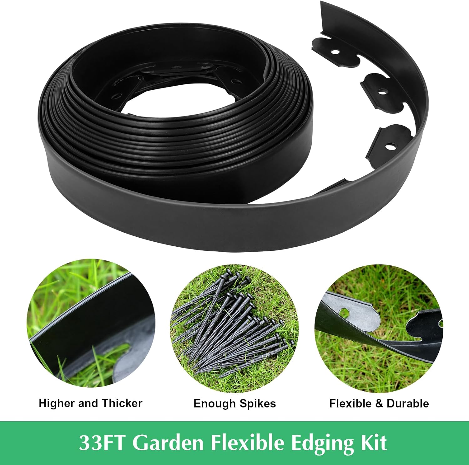 33FT No Dig Landscape Edging Border Kit with 40 Spikes Y98602
