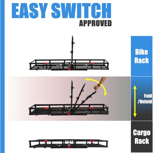 Red Heavy-Duty Hitch-Mount Bike Rack for 2 Electric Fat-Tire Bicycles C349