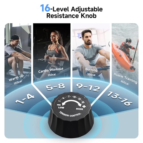 Magnetic Rowing Machine, 350 LB Capacity, 16-Level Resistance, Foldable N159460