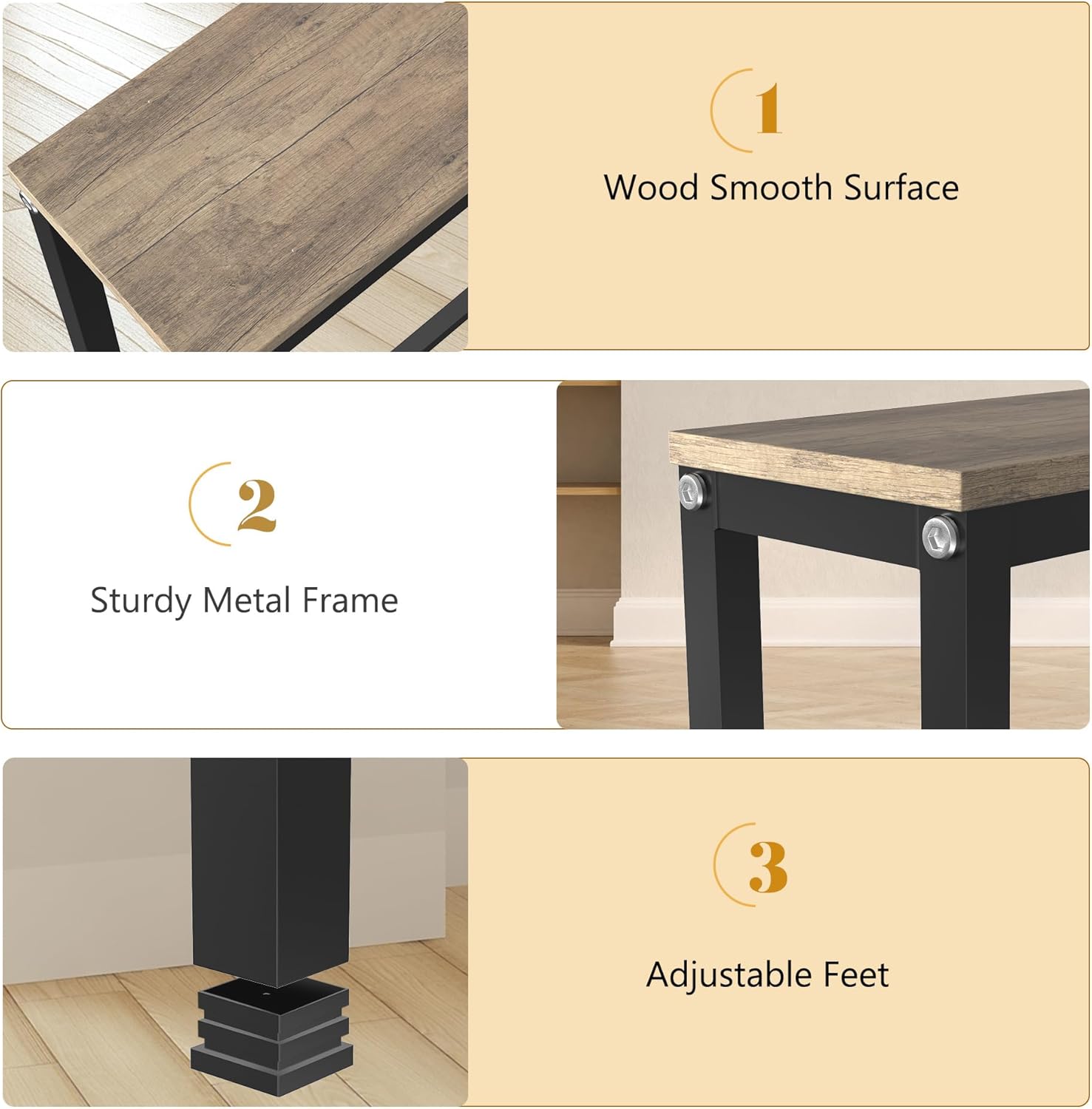 70.9 Inch Console Table with Power Outlet, Narrow Sofa Table with Charging Station E63790