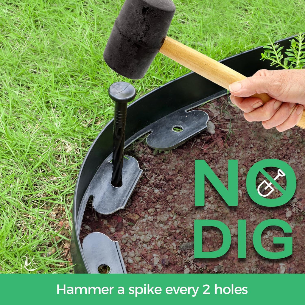 33FT No Dig Landscape Edging Border Kit with 40 Spikes Y98602